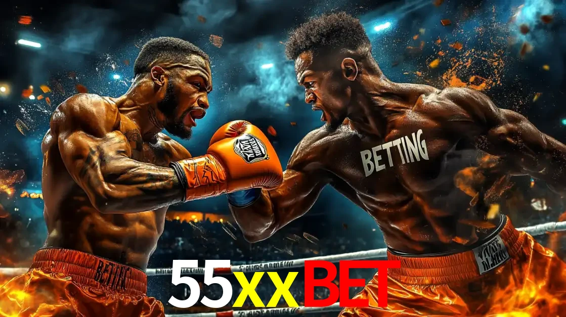 Dois boxeadores em uma luta intensa e explosiva, representando a adrenalina e as oportunidades de apostas em esportes de combate disponíveis na plataforma 55xxbet.