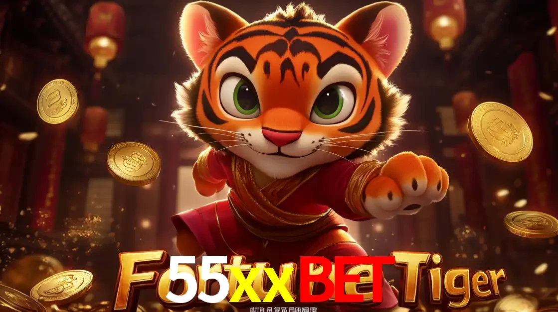 O carismático mascote do jogo de slot Fortune Tiger, um tigre fofo em pose de artes marciais, pronto para trazer sorte e multiplicadores de ganhos no cassino online 55xxbet.
