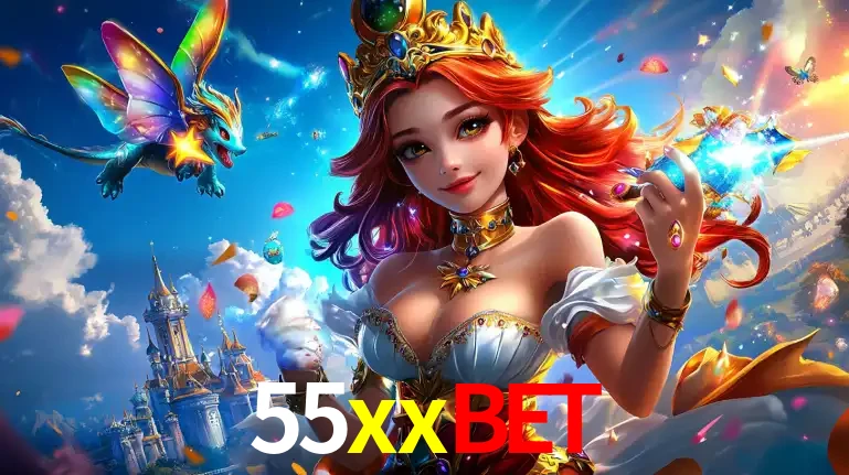 A princesa de um reino de fantasia mágico, com seu pequeno dragão, apresentando um mundo de prêmios encantados nos jogos de caça-níqueis do cassino 55xxbet.